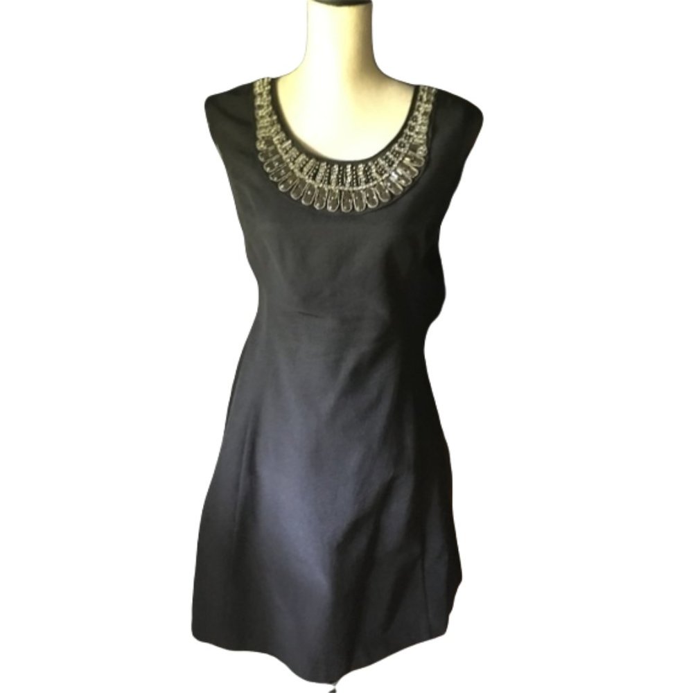 Alfani Embellished Neckline Black Sleeveless Dress